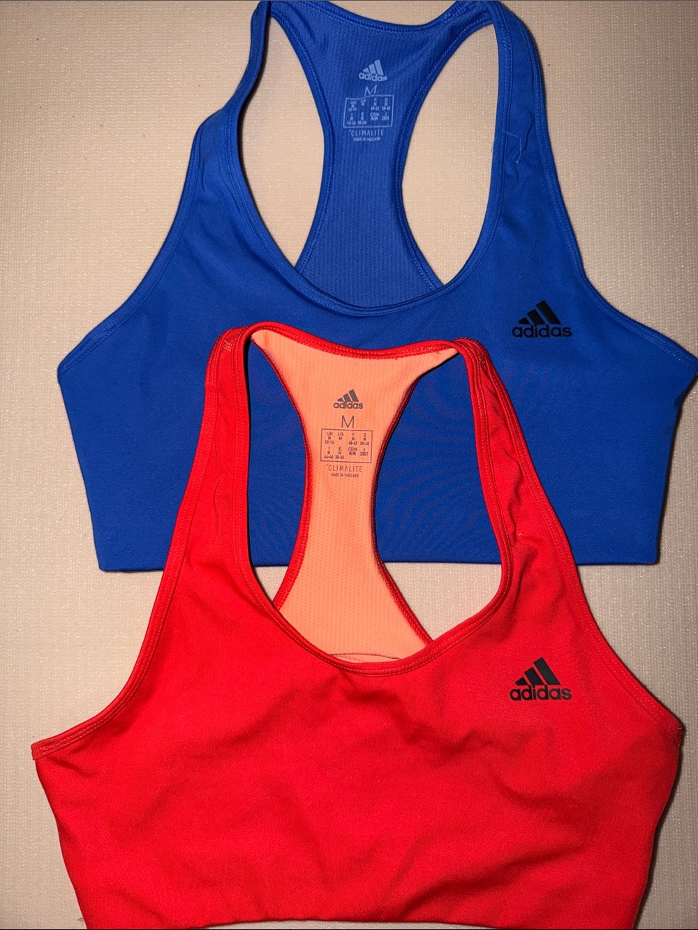 adidas Blue & Red Racerback Sports Bras